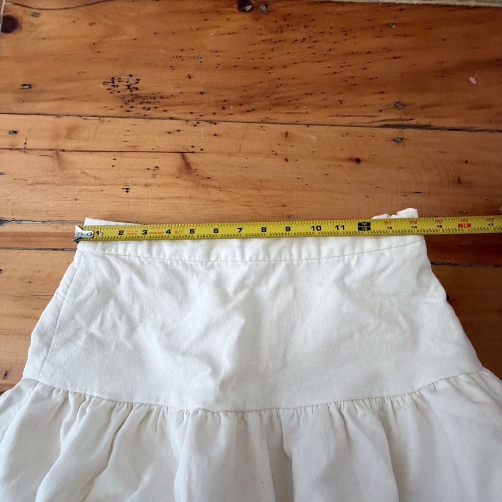 Zara Bubble Hem Micro Mini Skirt Women M Cream Linen Blend Coquette Y2K Romantic - Picture 7 of 8
